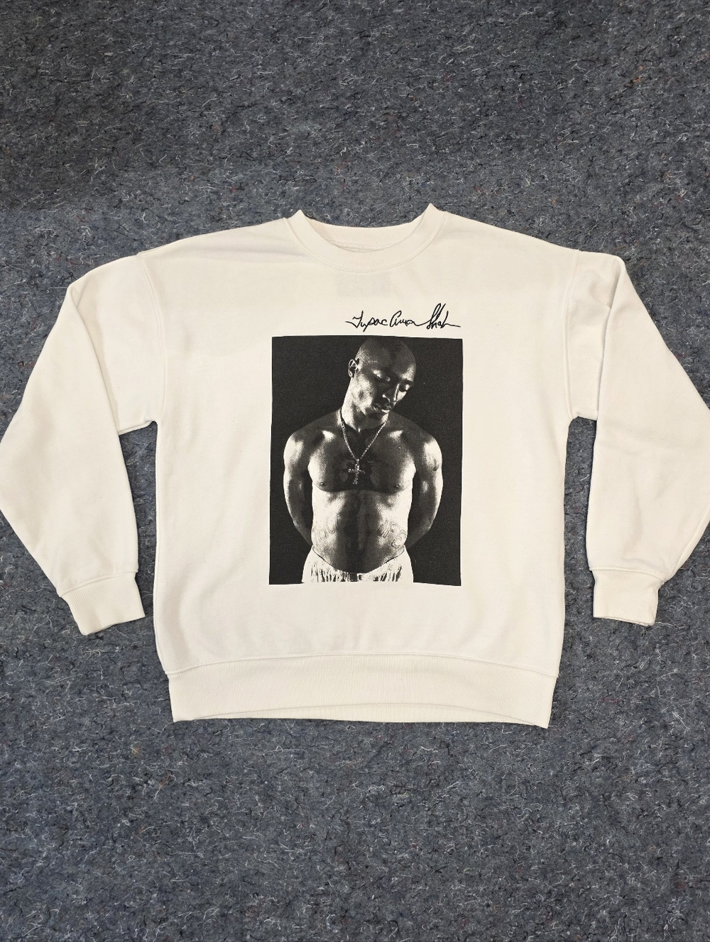 Tupac Shakur White Sweatshirt Unisex Small